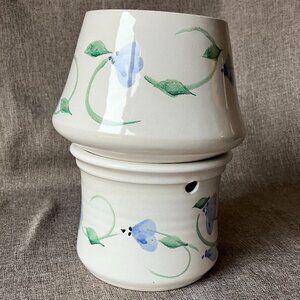 Vintage Two-piece Ceramic Lamp-style Votive Candle Holder Hand Painted, Oregon